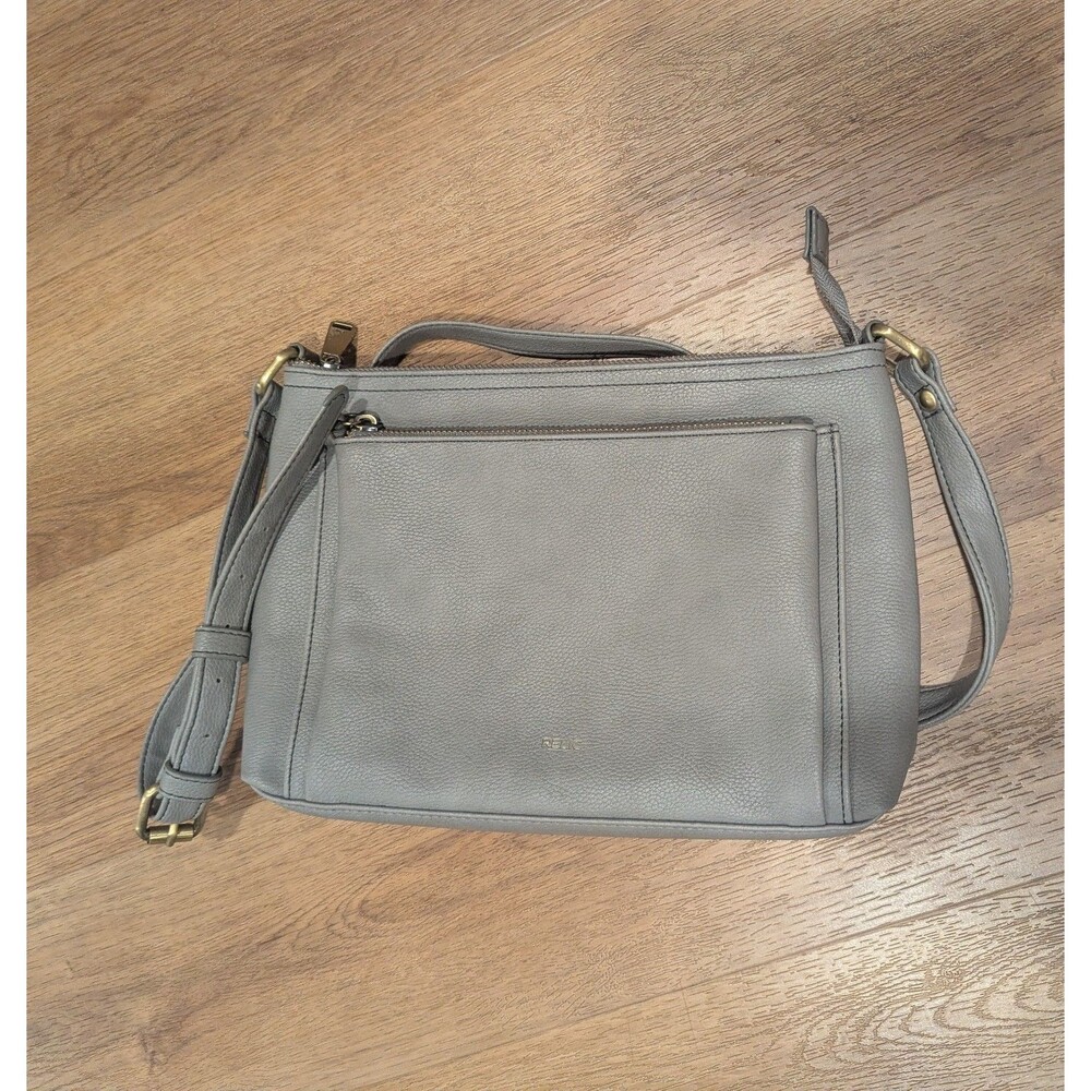 Relic by Fossil Gray Faux Leather Crossbody Bag Shoulder Purse Medium Pocket